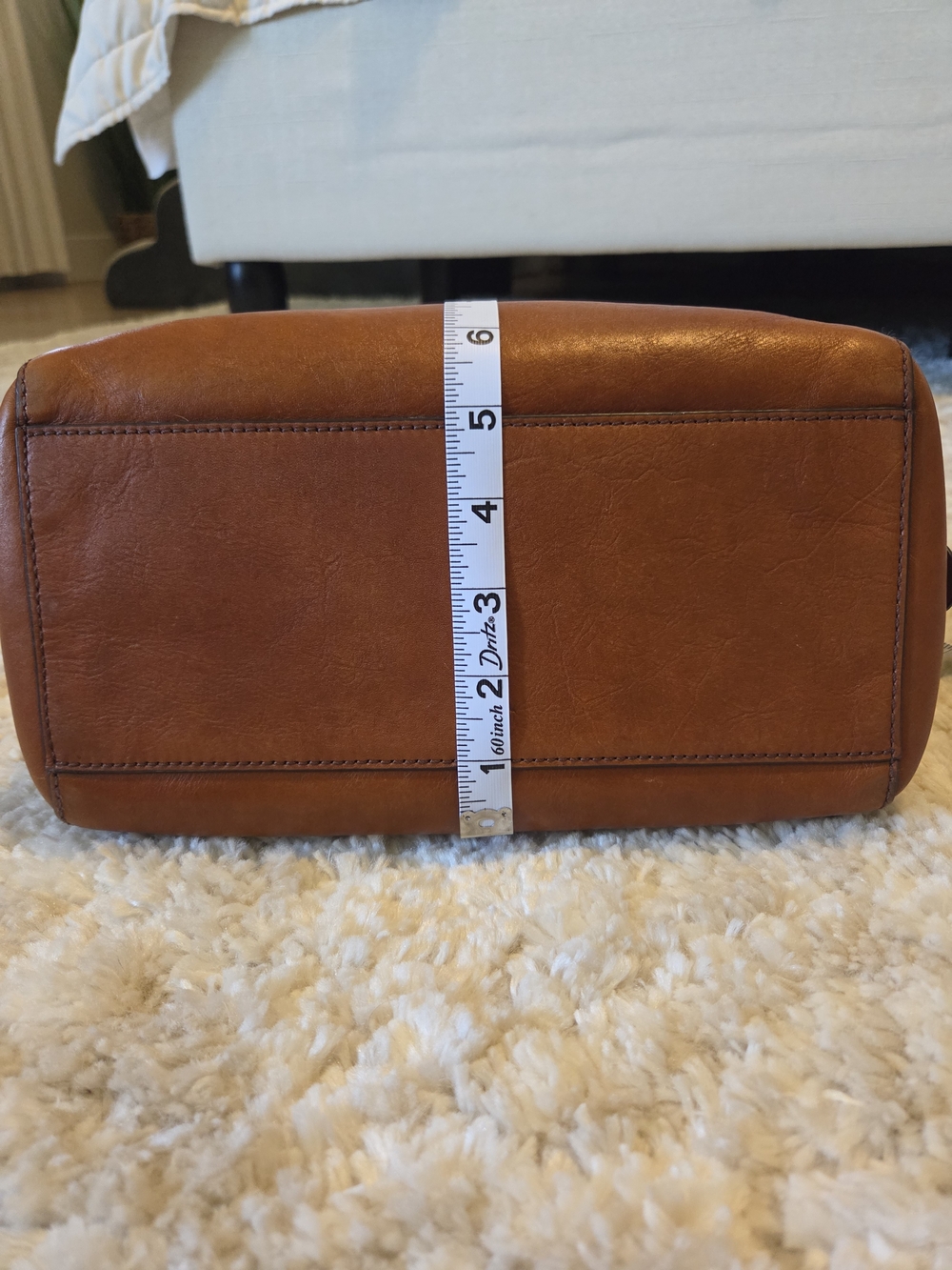 Fossil Cognac Leather Satchel with Key Charm - Picture 7 of 16